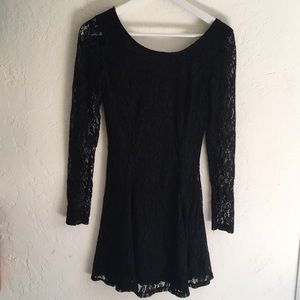 H&M - Black lace long sleeve skater dress